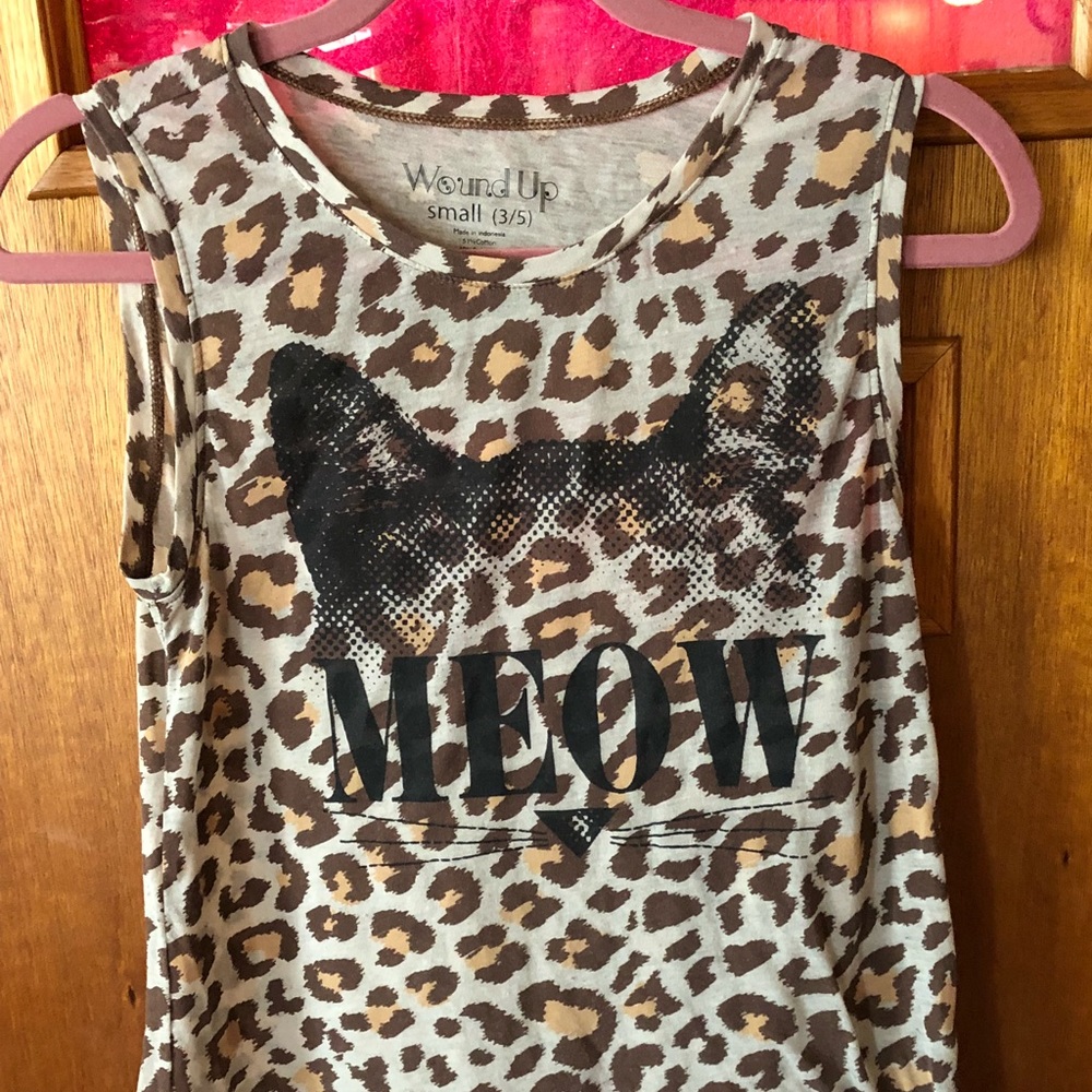 Wound Up sleeveless tank, animal print used
